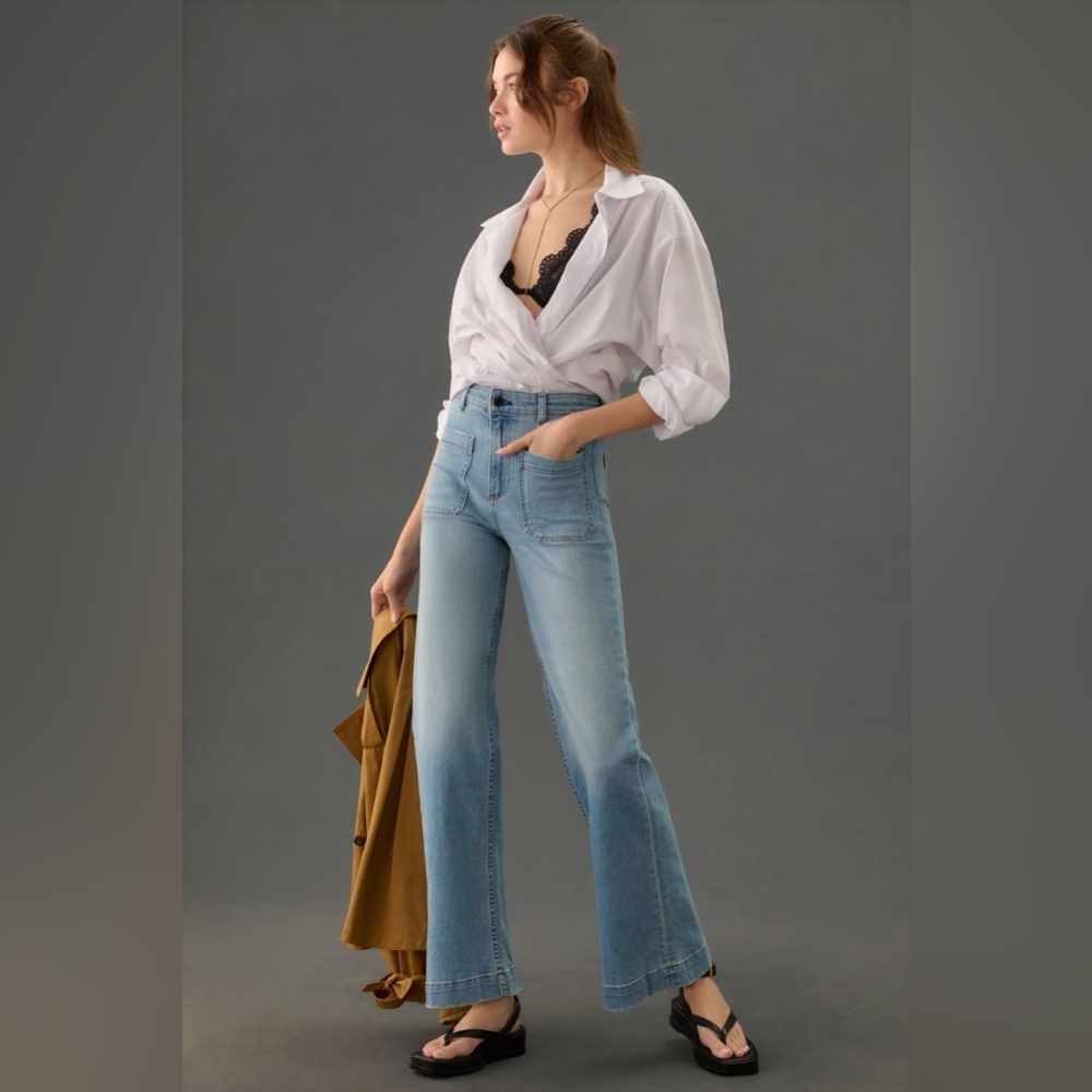 NWT - ASKK NY - Sailor High-Rise Crop Wide-Leg Jeans - Water Street - 29